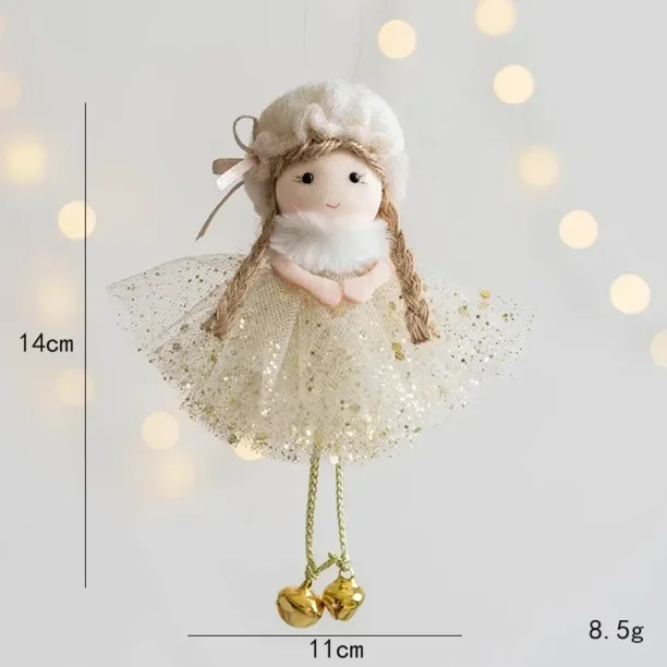 Christmas Wearing Scarf Angel Girl Pendant xMAS Tree Accessories Supplies Decoration Cute Handmade Plush Elf Toy Home Decor