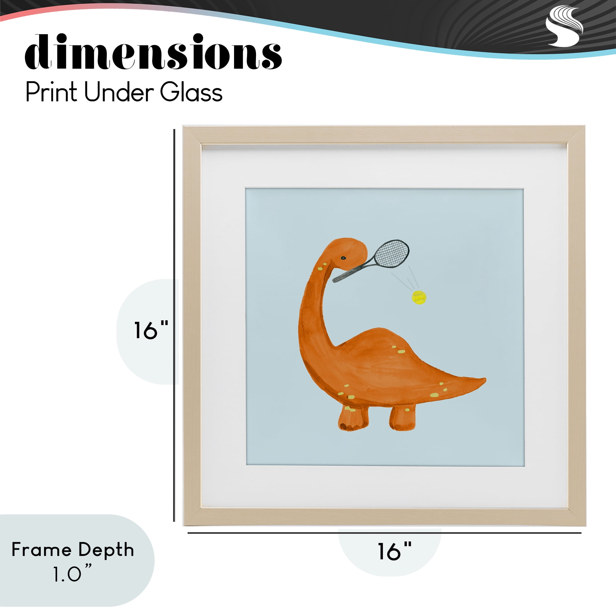 Stupell Industries Baby Dino Playing Tennis Birch Framed Print Under Glass, design by Lucille Price