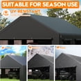 thumbnail image 3 of EASYHAWK 20'x20' Heavy Duty Outdoor Garage Carport Canopy with Side-Opening Door, Roll-Up Windows and Four-Hole Base, Black, 3 of 8