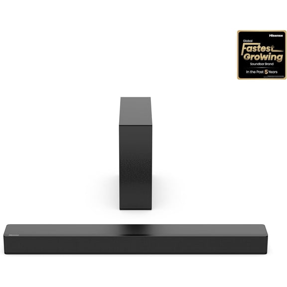 Restored Hisense HS2100 2.1 Ch 240W Sound Bar with Wireless Subwoofer - DTS Virtual X, Ezplay, 6 EQ Modes, HDMI ARC, Bluetooth 5.3 (Refurbished)