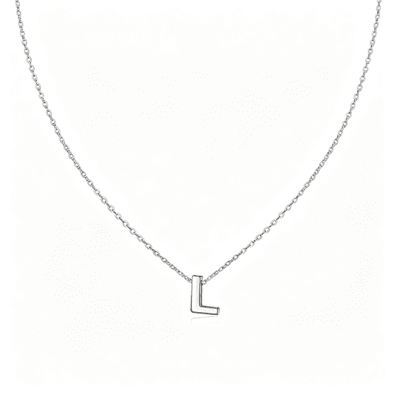 DESIGNICE Small Initial Necklace for Women Stainless Steel Tiny Letter Necklace Personalized Name Necklace Tiny Letter Design L Necklace Silver