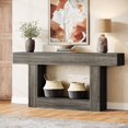 thumbnail image 4 of Tribesigns Table Console Longue à 2 Niveaux, Table d'Entrée en Bois de 63 Pouces Table de Sofa avec Rangement, Salon, Couloir, Gris, 4 of 7