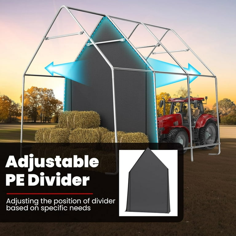 View of Reinforced Ground Bars Carport KING BIRD 10' X 15' Heavy Duty Anti-Snow ...