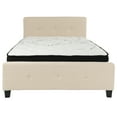 thumbnail image 5 of BizChair Full Size Three Button Tufted Upholstered Platform Bed in Beige Fabric with Mattress, 5 of 6