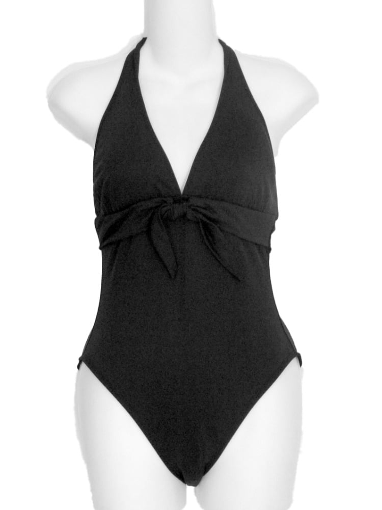La Blanca Womens Black 1 Piece Swim & Bathing Suit with Knotted Chest Size 8