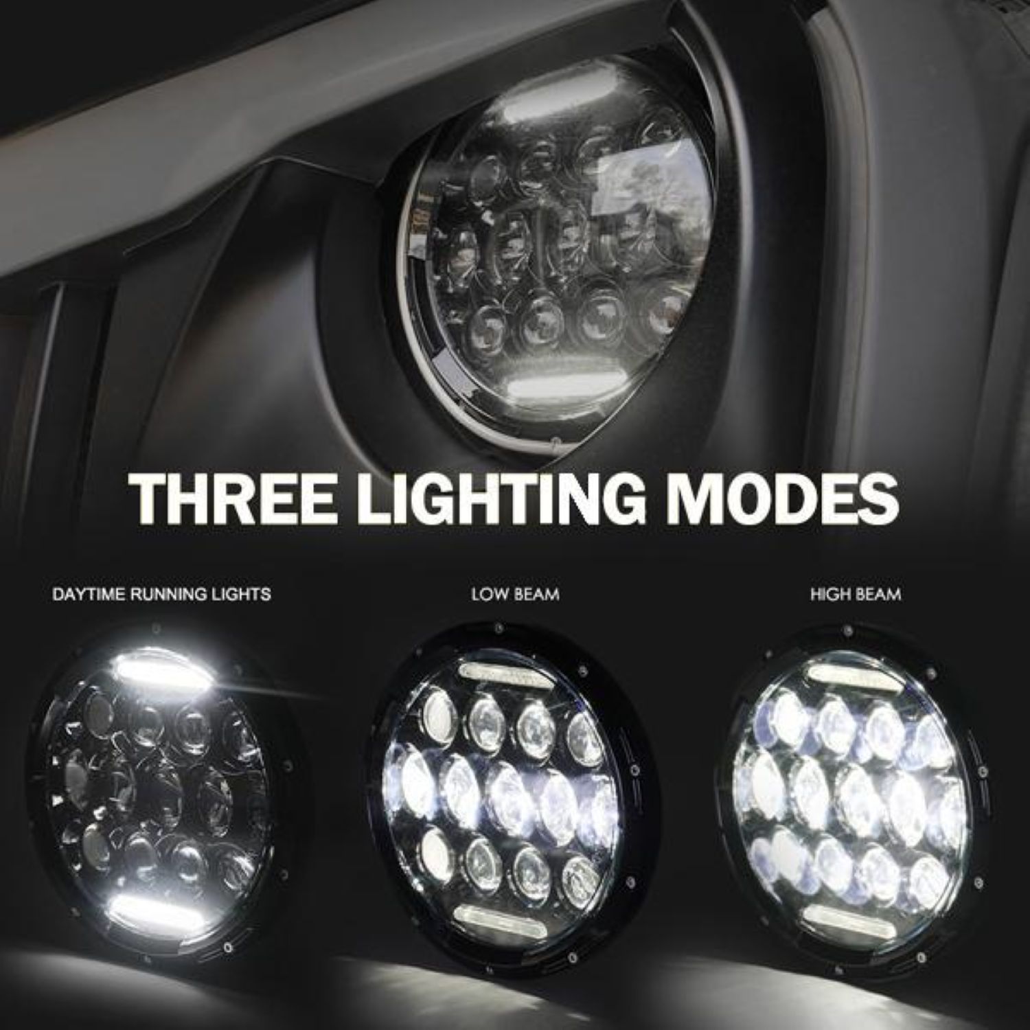 AMERICAN MODIFIED 7" Honeycomb Style LED Headlights for 97-18 Jeep Wrangler TJ JK