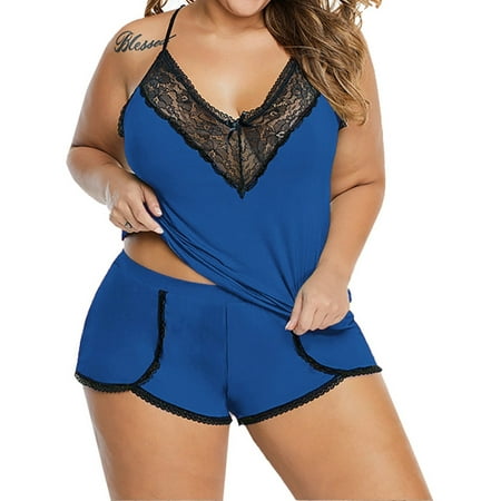 

Scvgkk Women s Plus Size Sleeveless Lace V Neck Two Piece Lingerie Nightgown