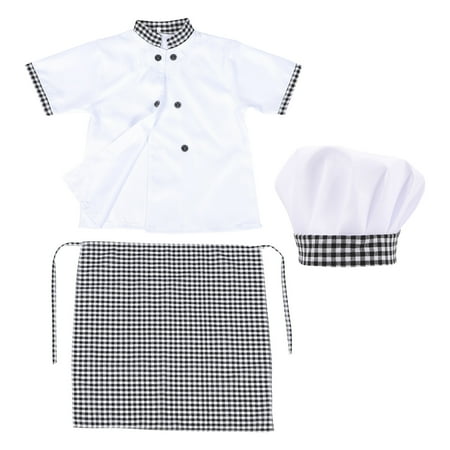 

FRCOLOR 1 Set Unisex Kids Chef Cosplay Uniform Outfit Short Sleeve Blouse with Apron Hat