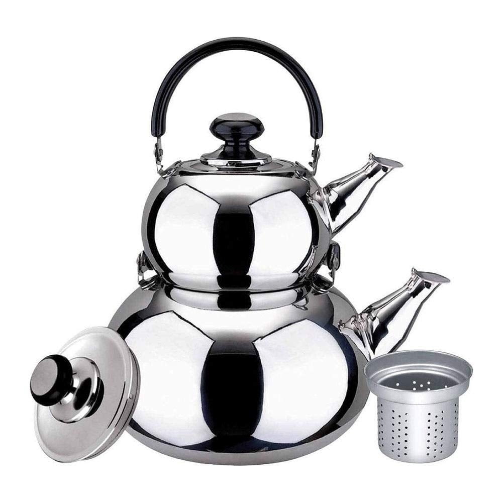 Turkish Double Tea Kettle Pot Samovar Style Water Boiler Kettle with