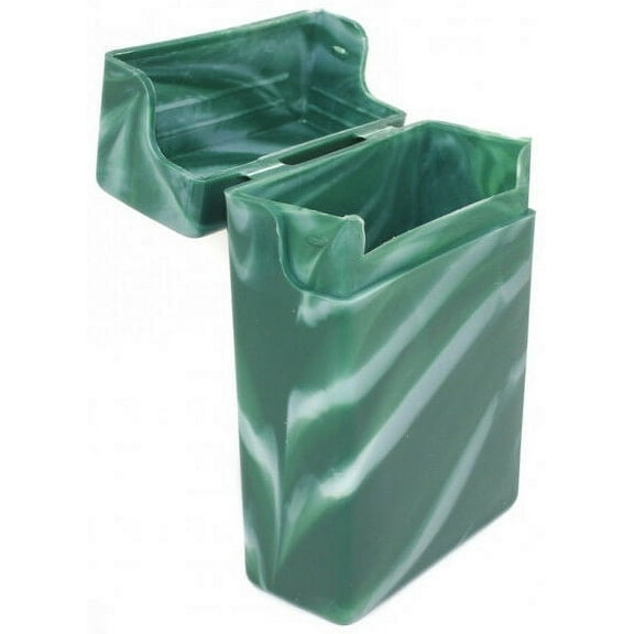 1 Green Crush-Proof Plastic Flip Top Hinged Lid Cigarette Case Regular - 3202