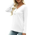 thumbnail image 5 of Ounisa Womens Tops Long Sleeve Shirts Fall Winter Casual V Neck Button Knit Pullover Lightweight Tunic Blouse, 5 of 7