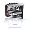 thumbnail image 3 of Spec-D Tuning Black Headlights with LED Bar Compatible with 1999-2004 Ford F-250, F-350, F-450 SuperDuty, 2000-2004 Excursion, Left + Right Head Lights Assembly, 3 of 6