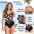 thumbnail image 5 of Zando Womens Tankini Swimsuit Double Ruffle Bathing Suits for Women Tummy Control High Waisted Swimsuits Black Sunflower S, 5 of 7