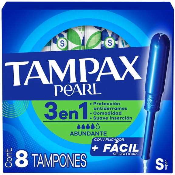 Tampones Tampax Pearl para Flujo Abundante, 8 Unidades