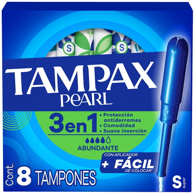 Tampones Tampax Pearl para Flujo Abundante, 8 Unidades