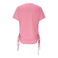 thumbnail image 6 of Hueook Summer Tshirts Upf 50+ Rash Guard Quick Dry Athletic Sun Protection Women's Fashion Summer V Neck Leisure Three-quarter Sleeve Solid Pink XL, 6 of 8