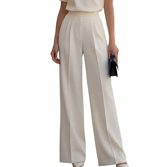 Women Wide Leg Dress Pants High Waisted Stretchy Business Casual Work Trousers Summer Slacks with Pockets, XXXL