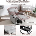 thumbnail image 4 of Mecedora reclinable giratoria, mecedora para guardería, reclinables pequeños para espacios pequeños, sala de estar, dormitorio, guardería, caravana, gris claro, 4 of 9