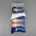 thumbnail image 2 of Ambesonne Ocean Bedding Set 4 Pcs, Thunder over Sea Storm, Queen, Orange Blue, 2 of 3