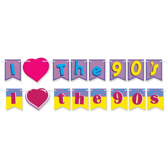 Beistle - I Love The 90's Streamer Set - 6"–6¾" x 12' - Pack of 12