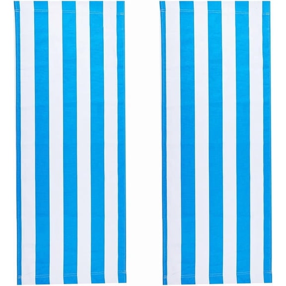 2Pcs Beach Sling Chair Replacement Canvas Blue and White Outdoor Folding Lounge Chairs Cloth Replacements 115x43cm Reclining Sling Chair Fabric