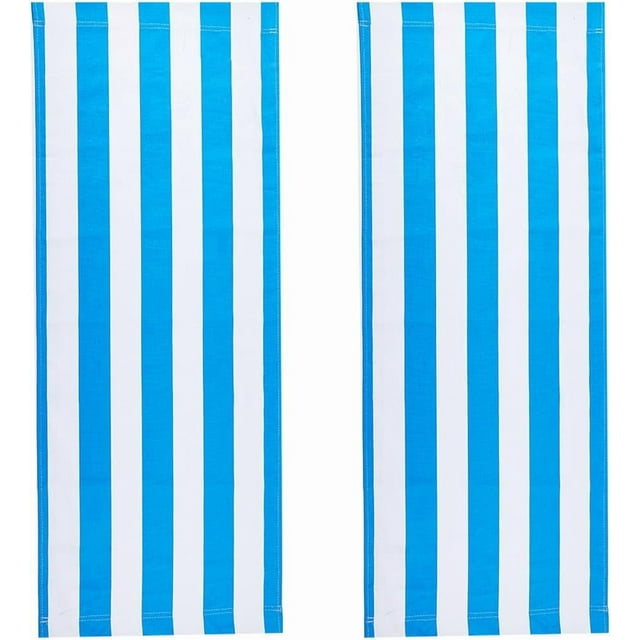 2 sillas plegables de playa de repuesto, de lona azul y blanca, para exteriores, de 115 x 43 cm, reclinables.