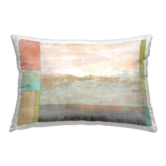 Stupell Industries Landscape with Geometric Border Decorative Printed Throw Pillow Design by Suzanne Nicoll