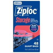 Ziploc® Quart Storage Bags, Stay Open Design, Easy to Fill, 48 Count