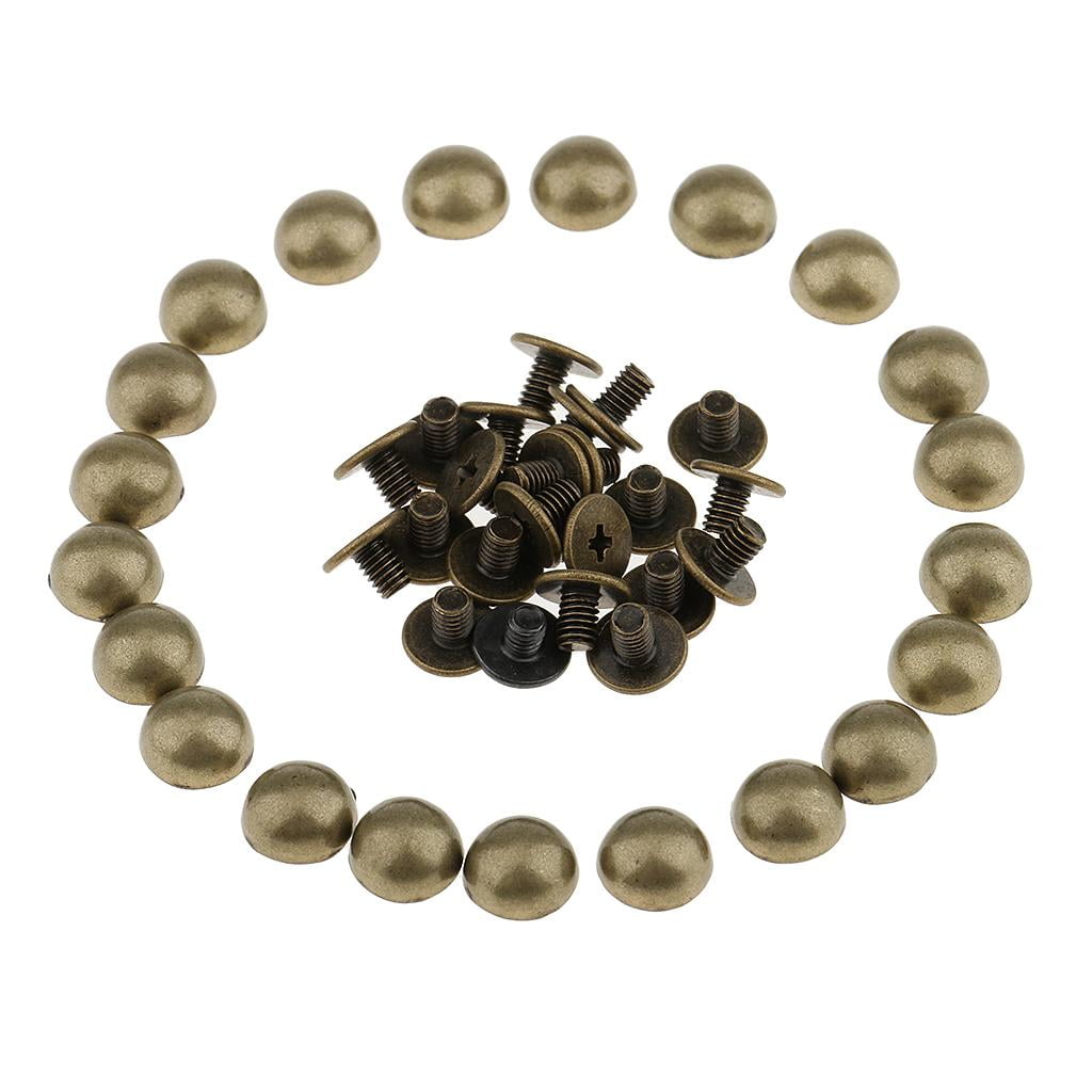 20 Pieces Metal Dome Studs Rivets Spikes for Leathercraft Clothes Bag Shoes Decoration 8mm