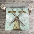 thumbnail image 3 of Ambesonne Dutch Quilted Bedspread Set 3 Pcs, Windmill and Farmland, Queen Size, Multicolor, 3 of 3