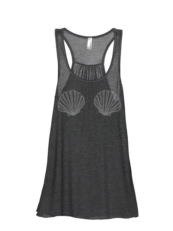Mermaid Bra Women's Sleeveless Flowy Racerback Tank Top Charcoal X-Large