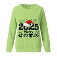thumbnail image 4 of Christmas Tops for Women Graphic Long Sleeve Crewneck Pullover Sweatshirt Olive Green 2XL, 4 of 4