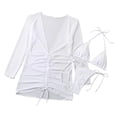 thumbnail image 3 of Conjunto de bikini para mujer Playa Elegante Traje de baño de 2 piezas Traje de baño Malla transparente Manga larga Outwear Blanco M, 3 of 6