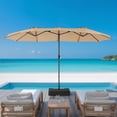thumbnail image 3 of Simenmax 15FT Outdoor Patio Umbrella with Base - Extra Large Rectangle Sunshade Umbrella, Waterproof & UV Resistant,Khaki, 3 of 8