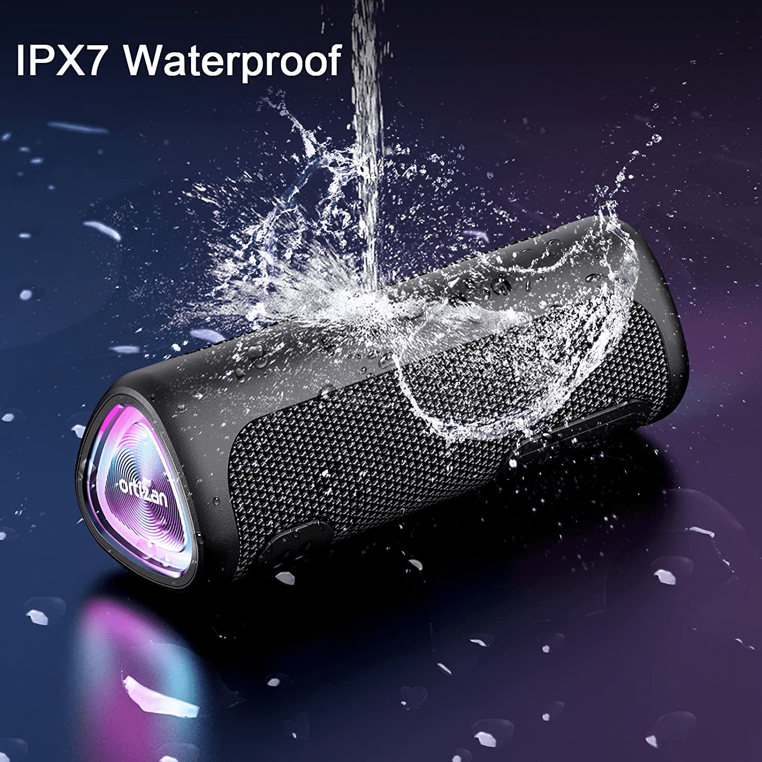 M7 Bluetooth Speaker, IPX7 Waterproof, 24W Loud Stereo Sound, Portable Wireless Outdoor Speaker for Parties, Travel, and Home