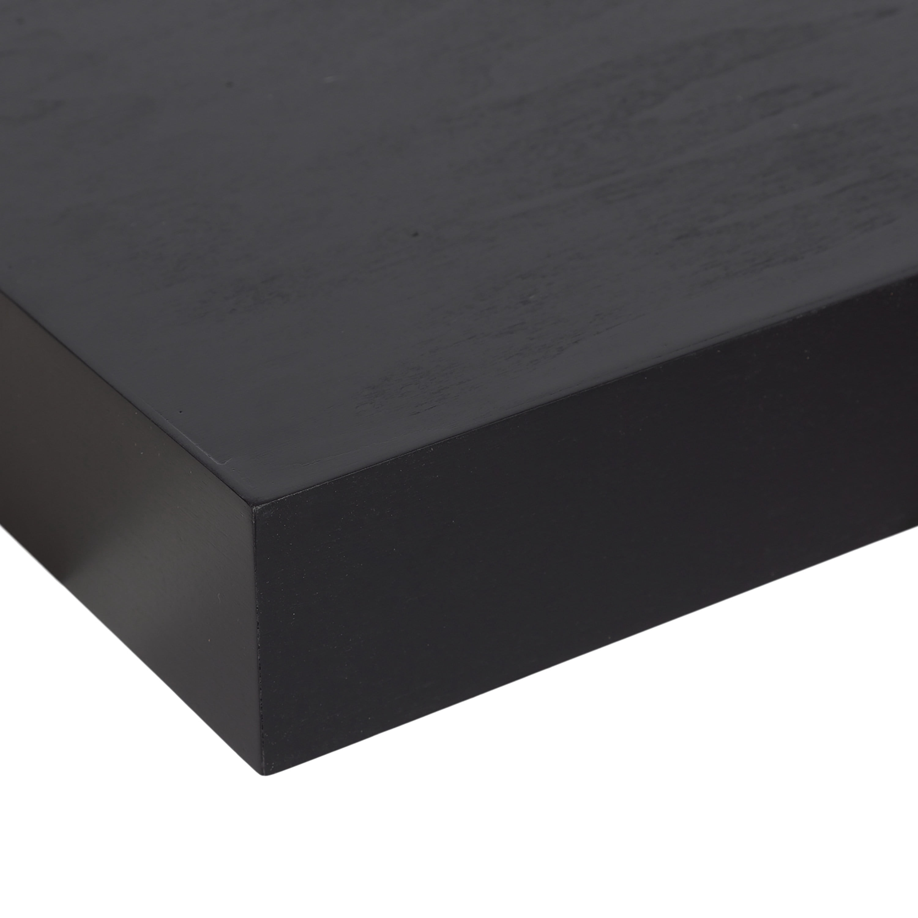 Kate and Laurel Havlock Modern Natural Floating Shelf, 36 x 8, Black, Functional Bathroom and Kitchen Shelf for Storage and Display of Picture Frames or Plants