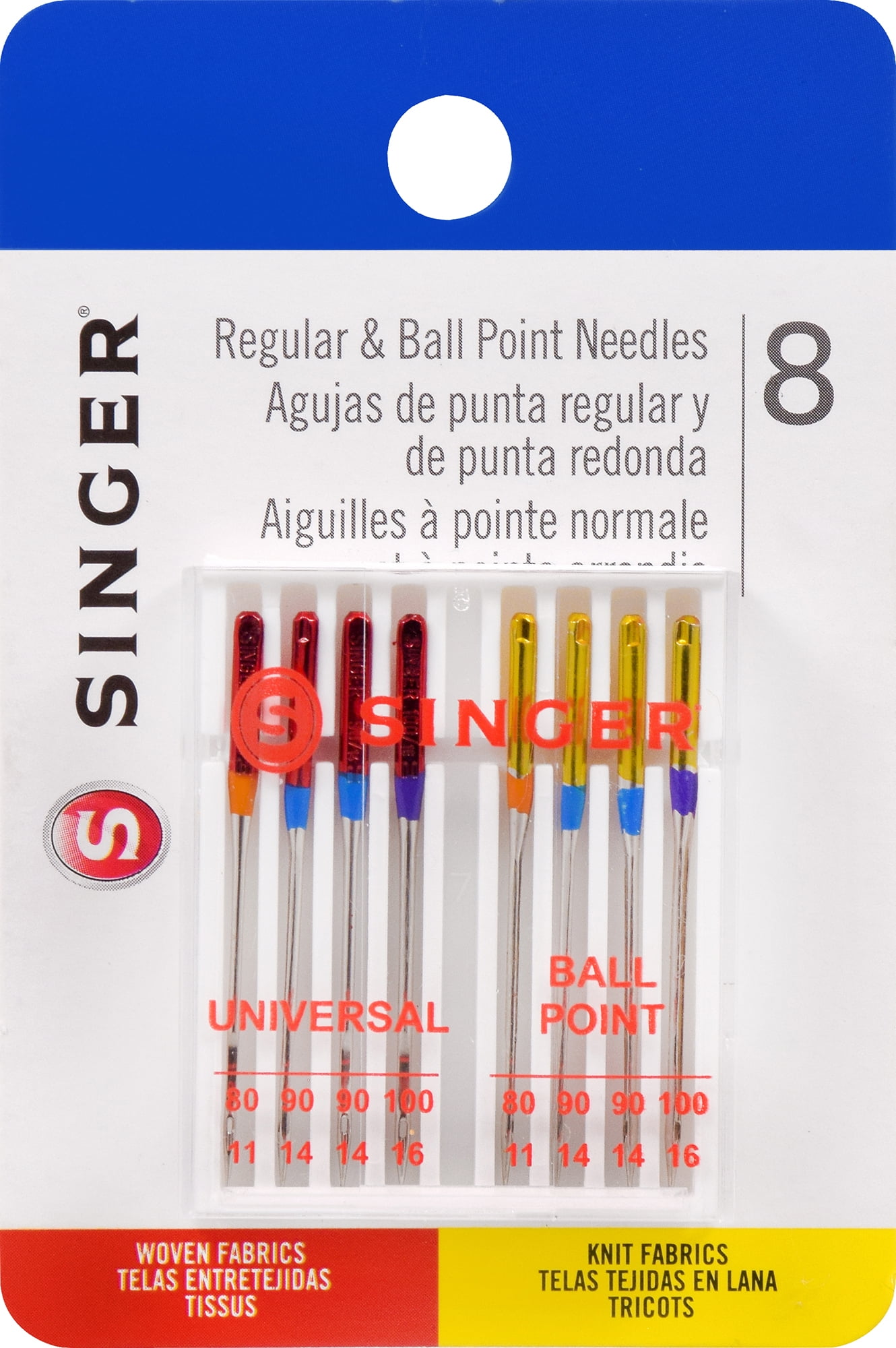 SINGER Assorted Ball Point Sewing Machine Needles (8 Pack)