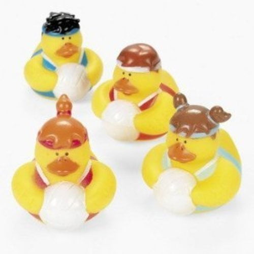 Set Of 12 ~ Volleyball Rubber Ducky Toy 8828