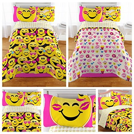- Bedding Set Best for Girls 100% Polyester Microfiber Twin Size Emoji Pack of 4