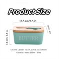 thumbnail image 5 of Ceramic Butter Dish with Knife, Dingrich Airtight Butter Keeper with Wooden Lid for Countertop, 600ML Large Butter Holder for East West Coast Butter- Light Green, 5 of 5