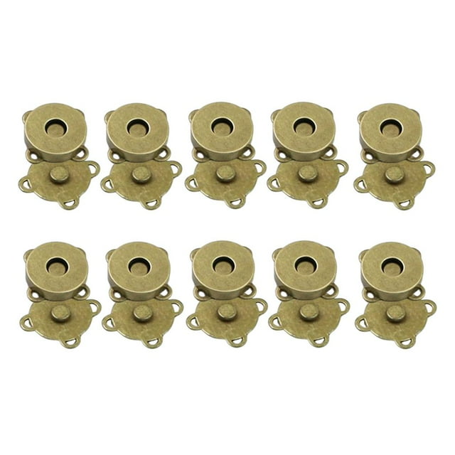 veasfak 10 Pairs Clasps Snaps Buttons DIY Purses Handbag Craft 14mm Bronze