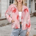thumbnail image 3 of Jackets for Women Winter Coat Jackets Flannel Stand Collar Jacket(Abstract Floral Blush Pink,Size:S-4XL), 3 of 7