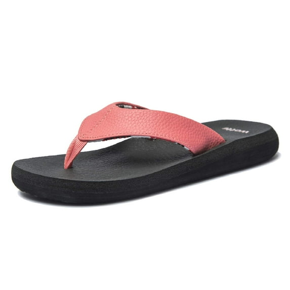 WOTTE Women's Yoga Mat Flip Flops Soft Cushion Thong Sandals Size 7, Red
