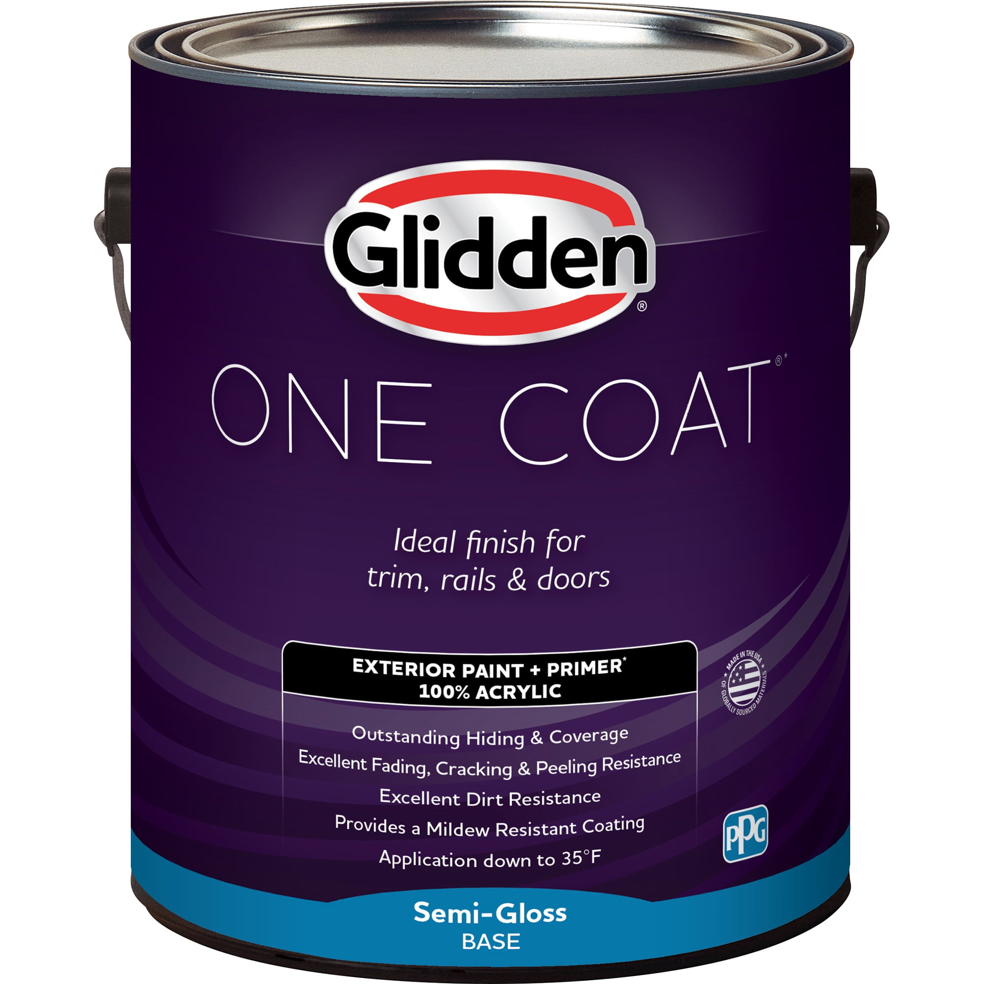 Glidden One Coat Stargazer / Gray Semi-Gloss Exterior Paint with Primer, 1 Gallon
