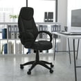 thumbnail image 3 of Flash Furniture Leonard High Back Black LeatherSoft Contemporary Executive Swivel Ergonomic Office Chair with Curved Back and Loop Arms, 3 of 9