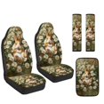 thumbnail image 7 of Xoenoiee Rabbit Bunny Daisy Flower Print Car Seat Cover Car Accessories Set Seatbelt Pads Armrest Cover Pad, Waterproof Faux Leather Auto Interior Decor, Set of 5, 7 of 7