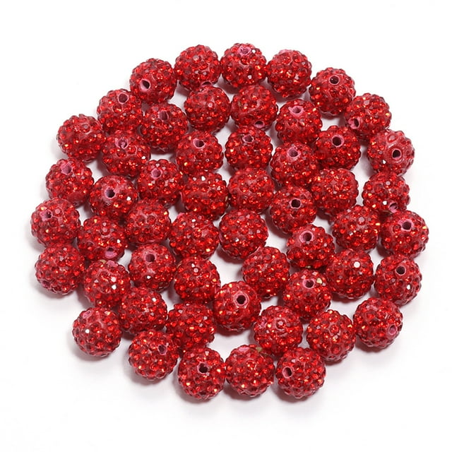 Visland 100 Pcs Perles en Argile avec Strass 10mm Collection Glace Baseball Style Bling Perles Rondes pour Collier Bracelet Boucles d'Oreilles Bijoux