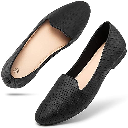 Women Ballet Black Flats Shoes Comfortable Slip on Shoes Casual