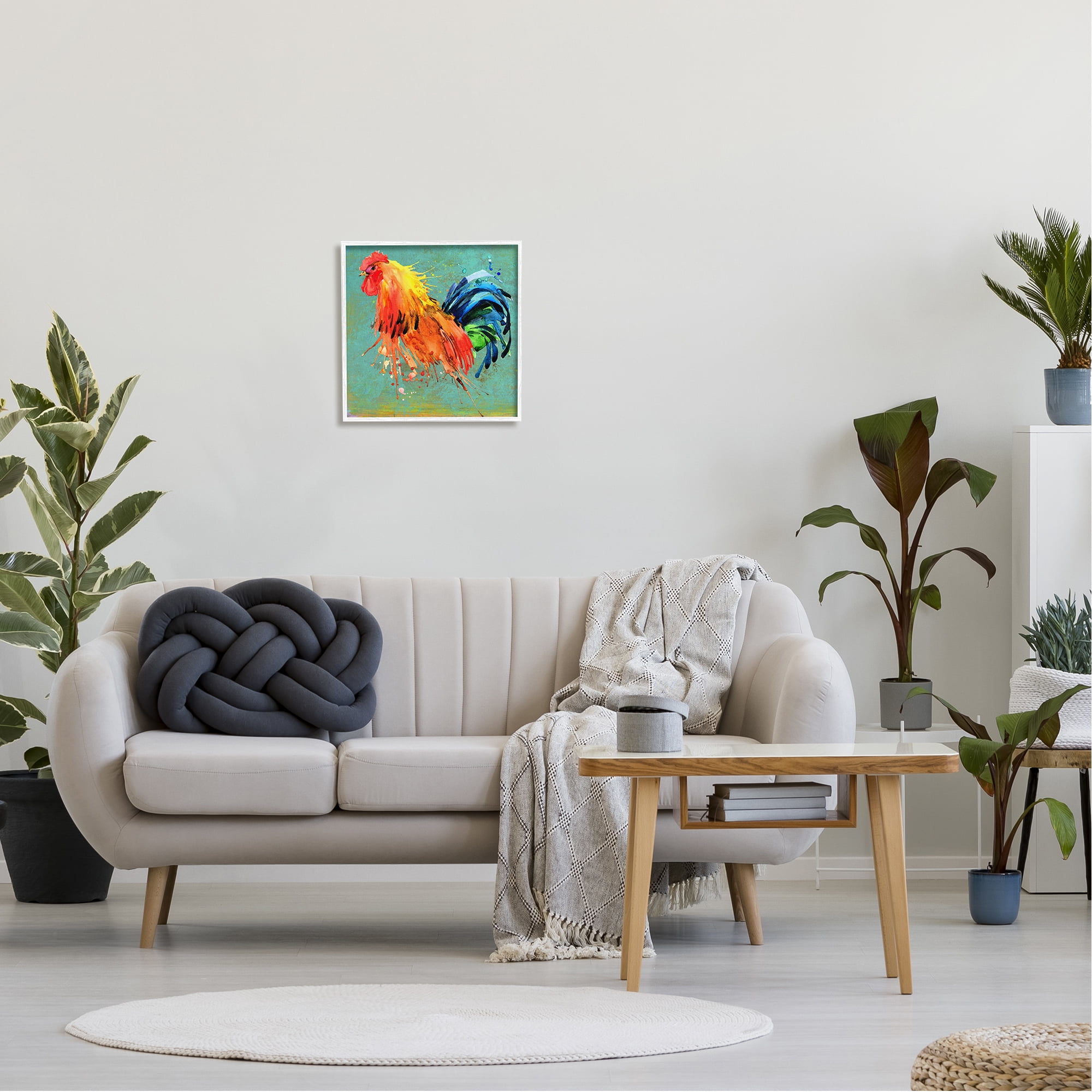 Stupell Urban Abstract Rooster Splash Animals & Insects Painting White Framed Art Print Wall Art