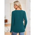 thumbnail image 3 of JYLFC Women Long Sleeve V-Neck Sweatshirts Brushed Tunic Sweaters, Blue 3XL, 3 of 7